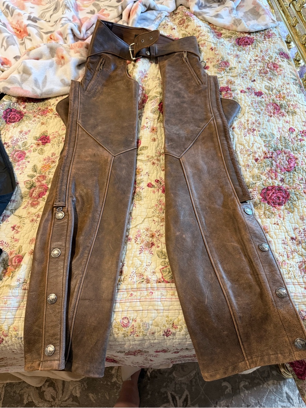 Women’s Brown Leather Riding Chaps - Classic Equestrian Style